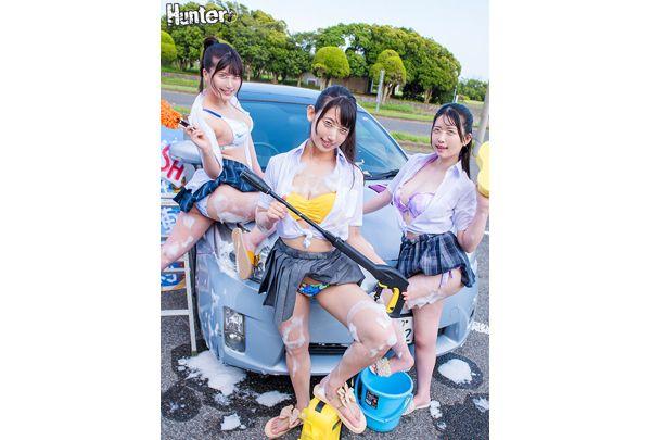 HUNTC-064 Super Erection With The Breasts Pressed Against The Windshield! Drenched Bikini J-type Car Wash Part-time Job! Female Students Work Part-time At An Inn And Wash Guests' Cars. Screenshot