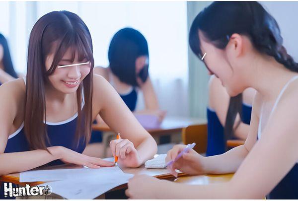 HUNTC-660 A Daily Observation Of Schoolgirls In Swimsuits: In A Girls' School In A Certain Town, Wearing Swimsuits To School Has Become Mandatory. The Girls Ride The Train In Their Swimsuits As Usual, Attend Classes, Play, And Have Sex As Usual. Screenshot 12